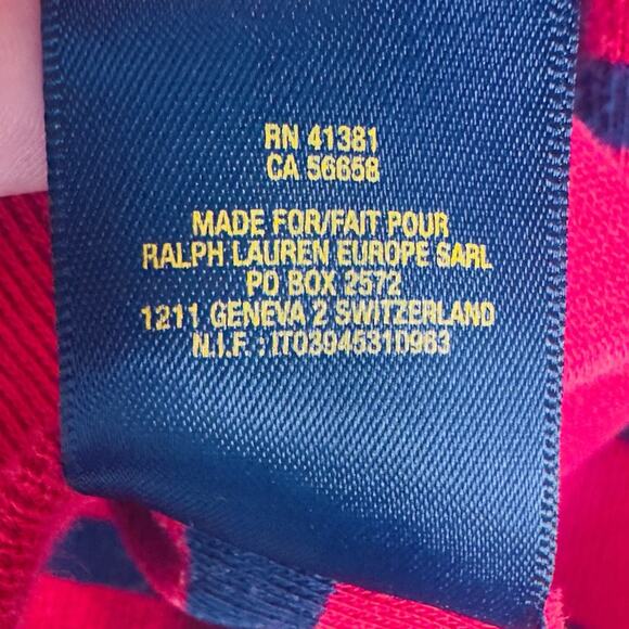 Polo Ralph Lauren Red Navy Stripe Shawl Collar Sweater Boys M 10-12 100% Cotton - Picture 9 of 11